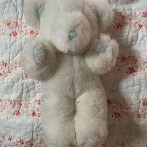 GUND WHITE & BLUE RATTLE BEAR PLUSH Stuffed Animal